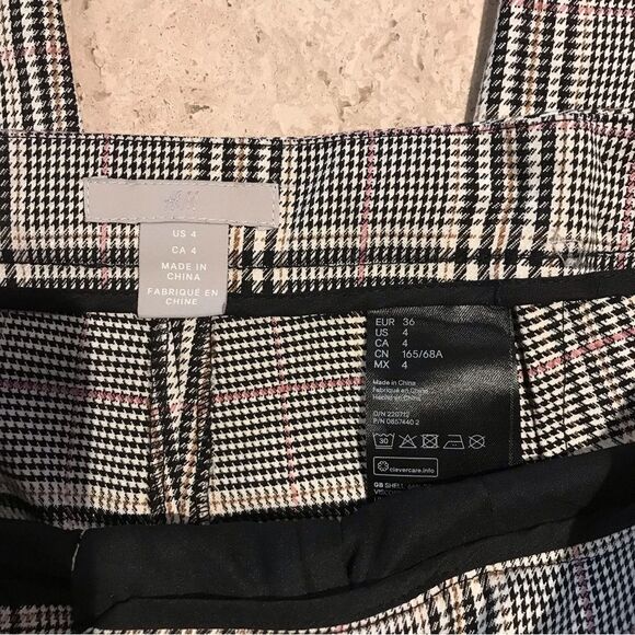 H&M Houndstooth Straight Leg Skinny Trouser Dress Pants Size 4 - Picture 6 of 6
